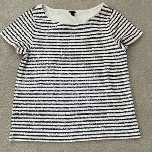 J Crew Navy & White Sequin Strip T-Shirt